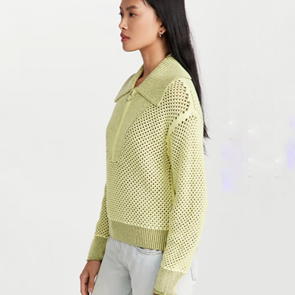 NWT Jonathan Simkhai Ariella Cotton Blend Sweater In Lime Green Sz S - Picture 6 of 15
